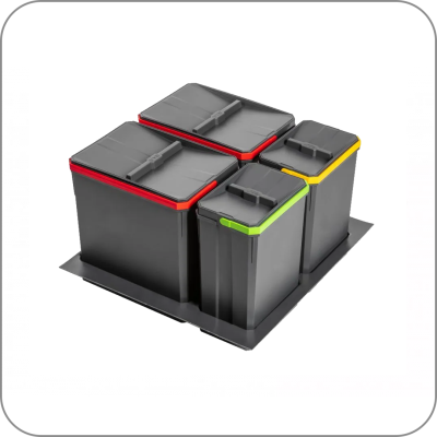 Комплект ведер GTV AxiSpase, Антрацит, 2*15 л + 2*7 л, 600