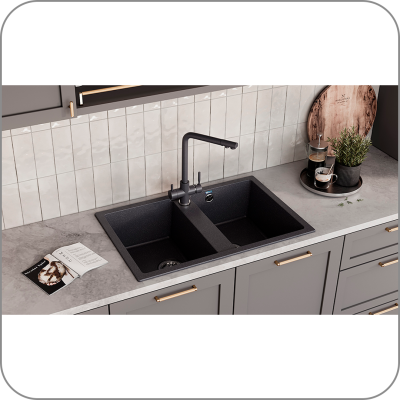 Мойка двухсекционная, мин. база 800 мм, U-608