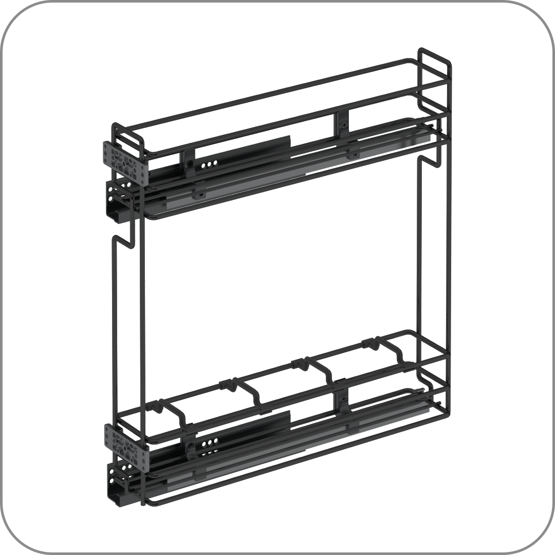  Бутылочница Starax 2-х уровневая, на Tandem направляющих Blum, с доводчиком (150, левая, антрацит арт. S-2422-A код ) С доводчиком   Левое
