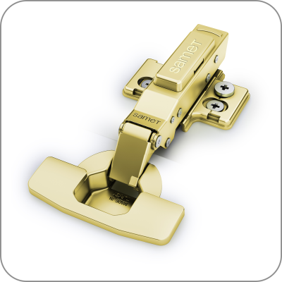 Петля Samet, MASTER SPECTRUM с доводчиком 3D, Накладная, +накладка на чашку и плечо, 2шт, золото