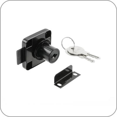 Замок мебельный №138, с планкой, металлический, черный
