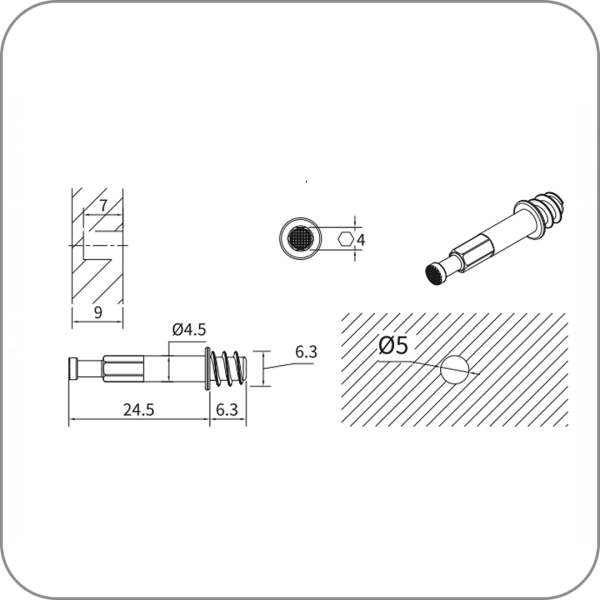 Стяжка эксцентриковая J6-10В (Стяжка+ шток арт. ЦБ-9733/1    код )