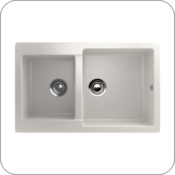 Мойка двухсекционная, мин. база 800 мм, U-505 (341 - Ультра-белый арт. U-505-341 код 31-0640)