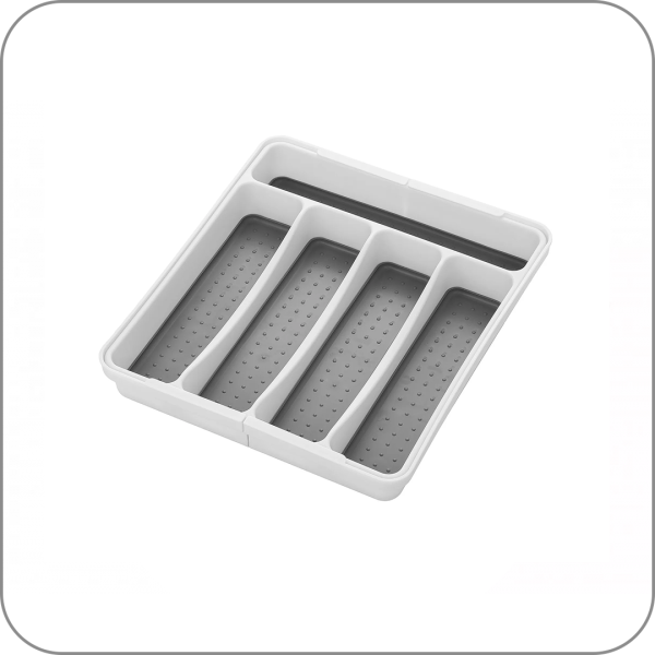 Лоток для столовых приборов раздвижной 400-600, белый/серый										 (Белый 400-600 арт. AS-1011 код )
