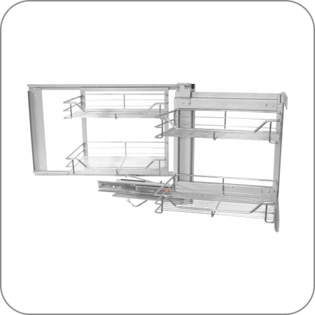 Волшебный уголок выдвижной, Хром, с доводчиком, Правое, 400