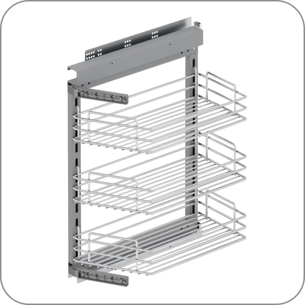 Корзина Starax угловая 45 гр, 3 уровня, на Tandem направляющих Blum, с доводчиком (250, подход с правой стороны арт. S-2202 код 4-0051)