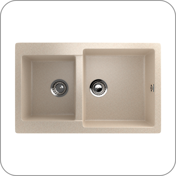Мойка двухсекционная, мин. база 800 мм, U-505 (328 - Бежевый арт. U-505-328 код 31-0330)