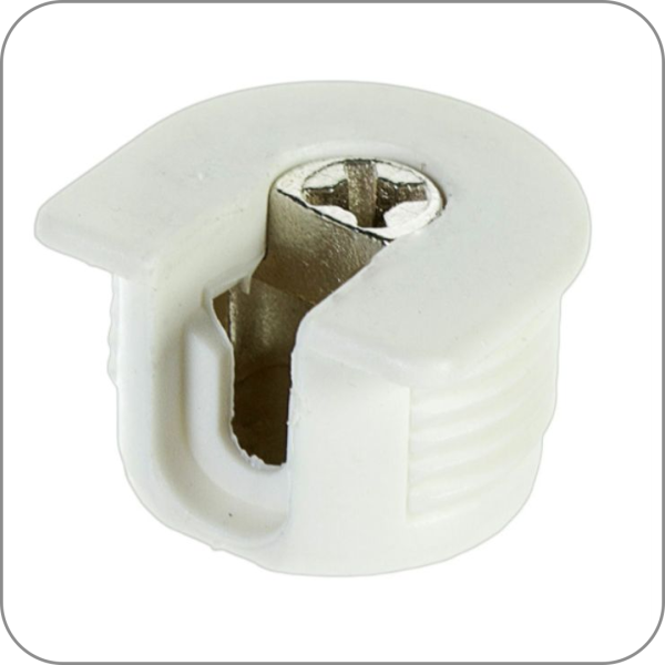 Стяжка эксцентрик d-20  (минификс+болт пластик) (Белый арт. Q-3702 код 20-0045)