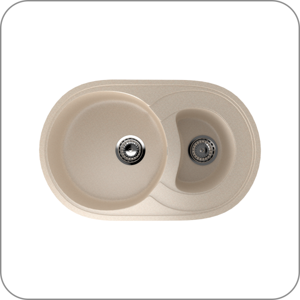 Мойка двухсекционная, мин. база 600 мм, U-504 (328 - Бежевый арт. U-504-328 код 31-0322)