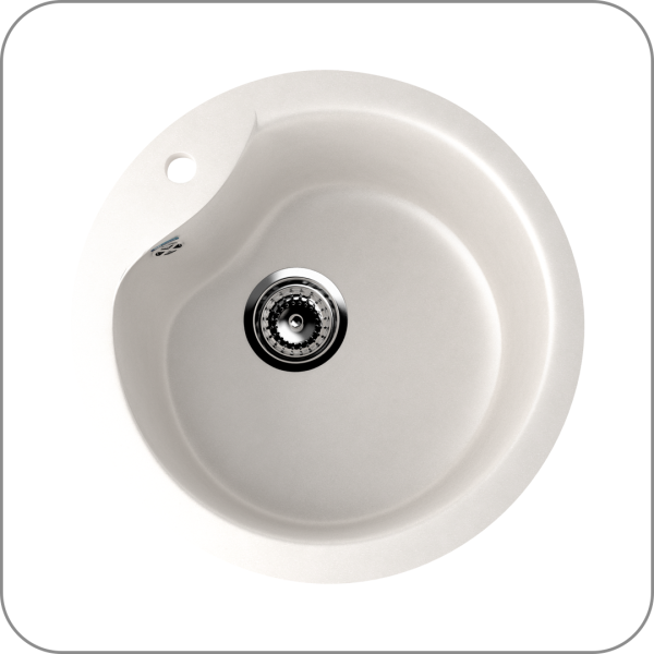 Мойка круглая, мин. база 450 мм, U-102 (341 - Ультра-белый арт. U-102-341 код 31-0028)