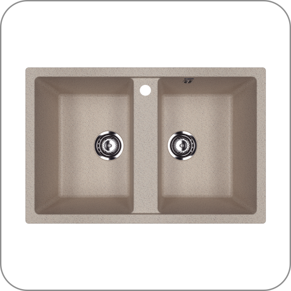 Мойка двухсекционная, мин. база 800 мм, U-608 (302 - Песочный арт. U-608-302 код 31-1031)