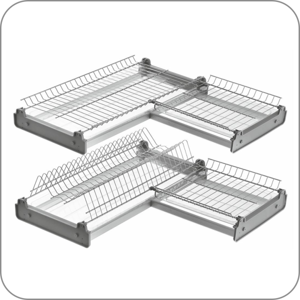 Посудосушитель угловой Taurus -  2 уровня с 2-я поддонами, сетчатый (600, Сталь арт. Q-3700 код 3-0030)