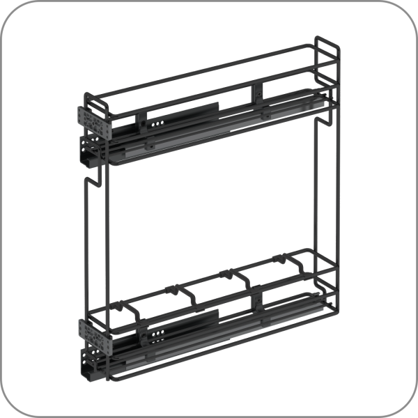 Бутылочница Starax 2-х уровневая, на Tandem направляющих Blum, с доводчиком (150, левая, антрацит арт. S-2422-A код )