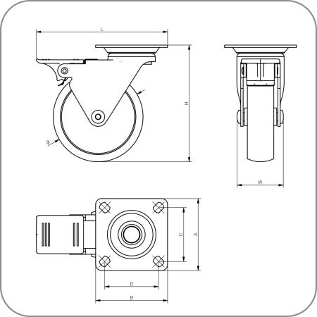 Колесо мебельное CALIBRO, со стопором, GTV (Черный, d-35 арт. KM-CALIBRO-35MM-ZH-20 код )