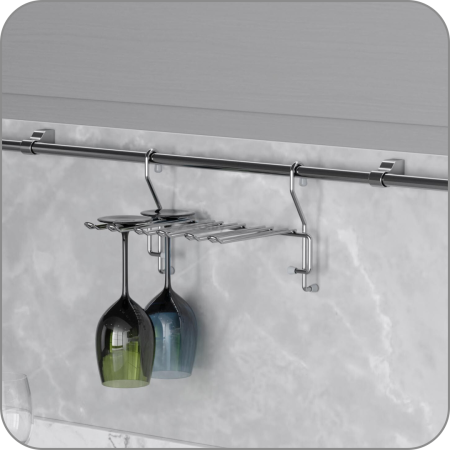 Держатель для бокалов, на рейлинг, S-4602, (хром) 280*280*175