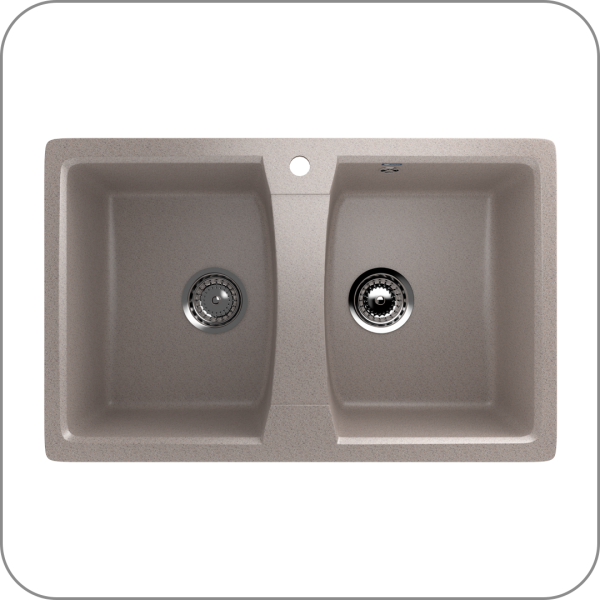 Мойка двухсекционная, мин. база 800 мм, U-402 (302 - Песочный арт. U-402-302 код 31-0203)