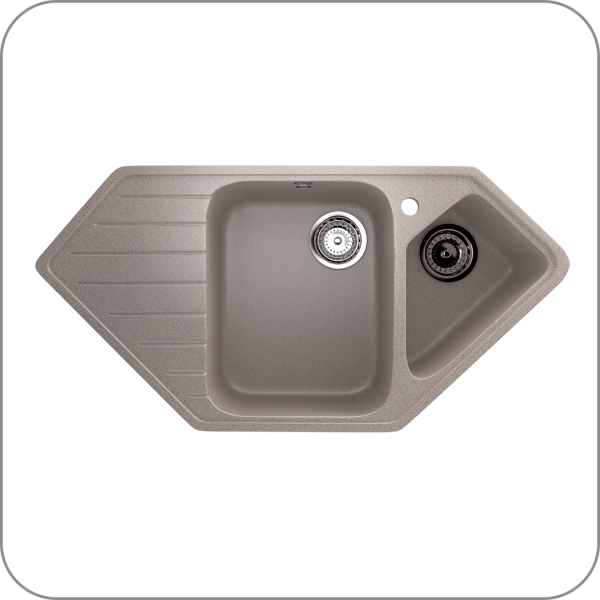 Мойка угловая двухсекционная, U-409 (302 - Песочный арт. U-409-302 код 31-0270)