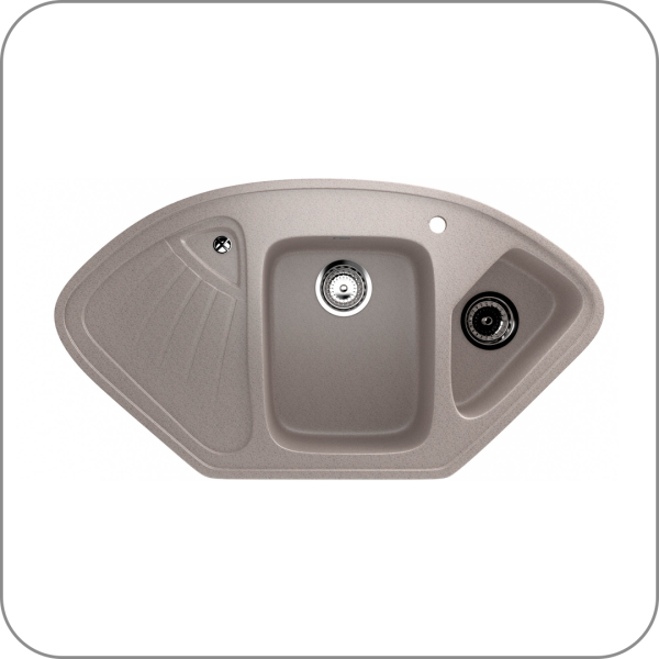 Мойка угловая двухсекционная, U-501 (302 - Песочный арт. U-501-302 код 31-0291)