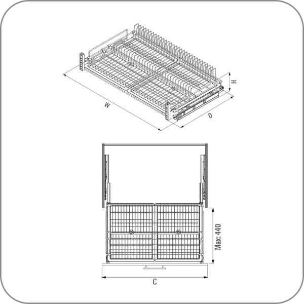 Посудосушитель Starax, в нижнюю базу, направляющие BLUM Tandem