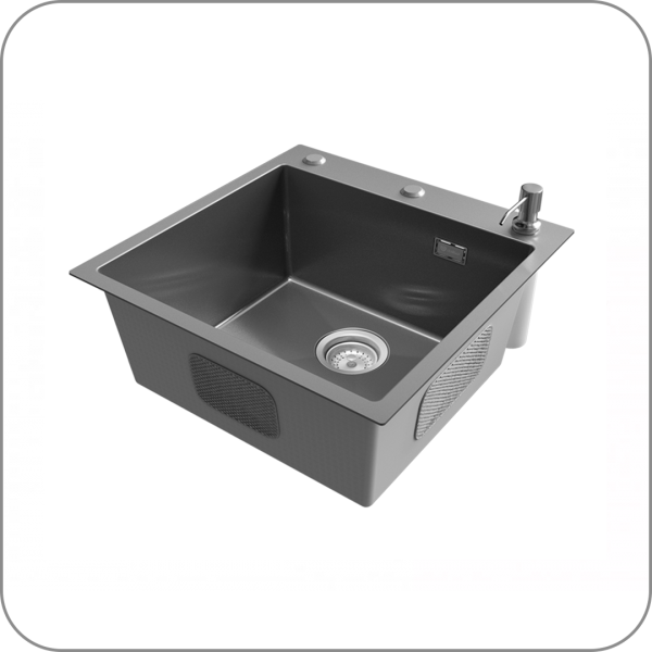 Мойка STEEL из пищевой стали, 500 x 500 (Silk brush арт. GRAPHITE 500х500 код )