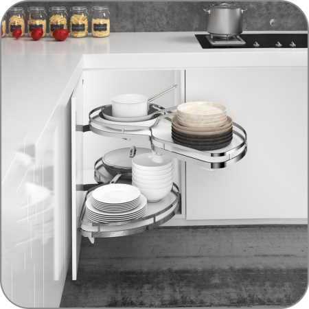 Волшебный уголок тип Лепесток, Серый, Антискользящее дно, с доводчиком, Правое, 450