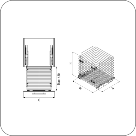 Корзина для белья STARAX, нижнее крепление
