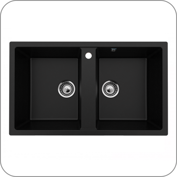 Мойка двухсекционная, мин. база 900 мм, U-708 (308 - Черный арт. U-708-308  код )