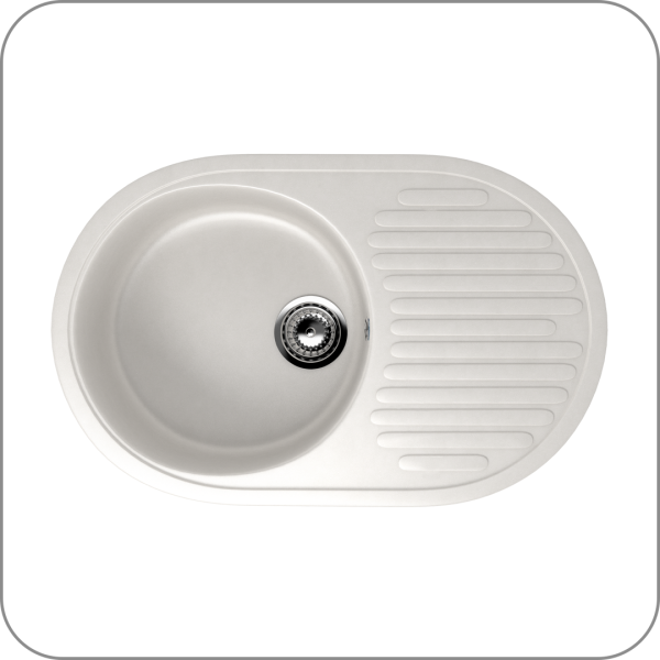 Мойка односекционная, мин. база 450 мм, U-107 (341 - Ультра-белый арт. U-107-341 код 31-0076)