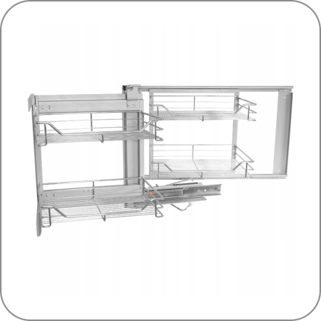 Волшебный уголок выдвижной, Хром, с доводчиком, Левое, 400