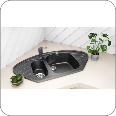 Мойка угловая двухсекционная, U-105