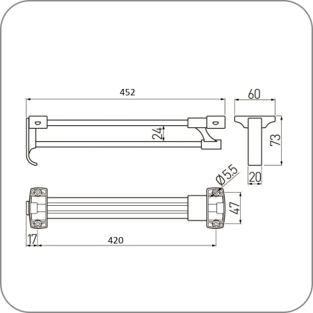 Штанга выдвижная GTV, усиленная (Хром, 450 арт. WW-WSD450-01B код )
