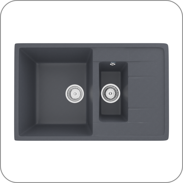 Мойка двухсекционная, мин. база 600 мм, U-205 (343 - Антрацит арт. U-205-343 код 31-0734)
