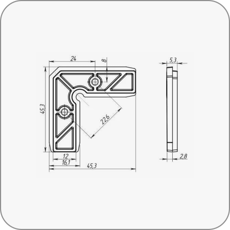 Угловой соединитель узкий (угол + винты 2 шт) 