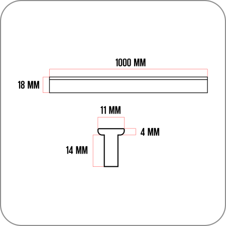 Ручка накладная LOFT, Симметрия-Т (Черный матовый, L-1000 арт. Q-5152 код 15-1042)