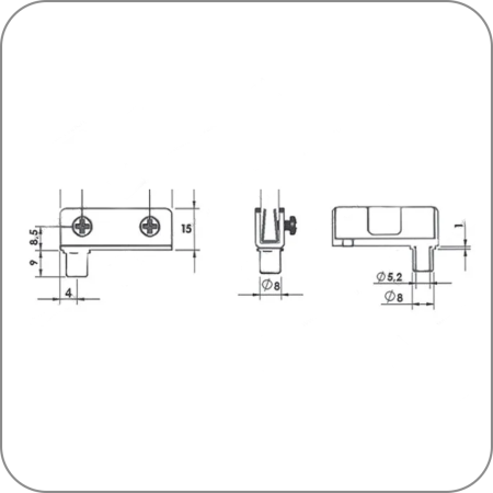 Петля Samet, типа U для стеклянных дверей без сверления, 103091