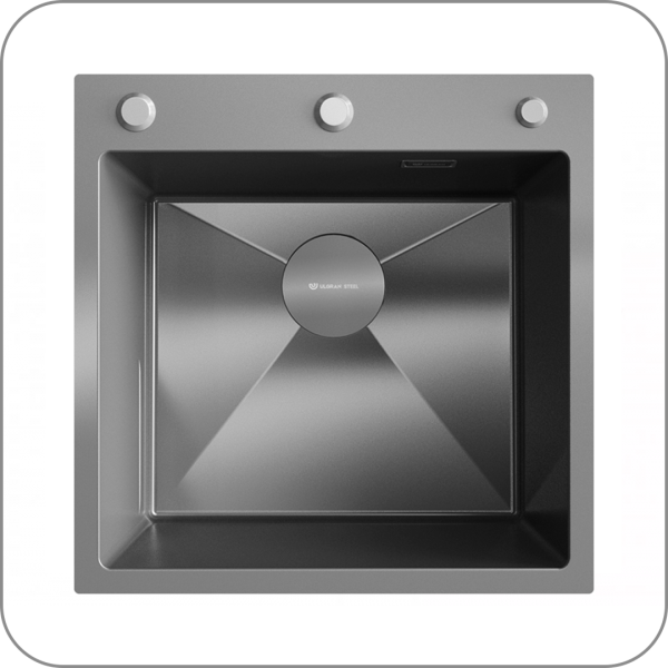 Мойка STEEL из пищевой стали, 500 x 500 (Silk brush арт. GRAPHITE 500х500 код )