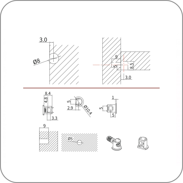 Полкодержатель J9-8 с фиксацией, скруглым основанием  (Никель арт. ЦБ-9736/1 код )