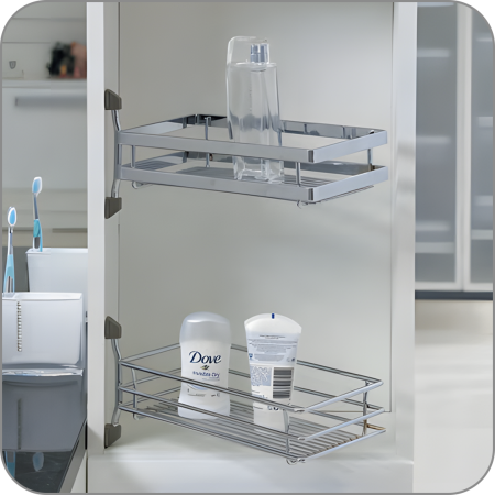 S-8501 Корзина поворотная, крепление к бок. панели, 280*150*145 (хром) 