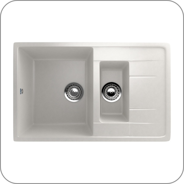 Мойка двухсекционная, мин. база 600 мм, U-205 (341 - Ультра-белый арт. U-205-341 код 31-0170)