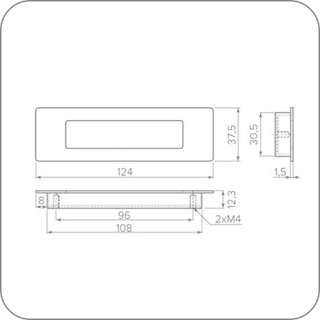 Ручка врезная UZ-E6 (Хром, 96 арт. UZ-E6-96-01 код 15-0911)