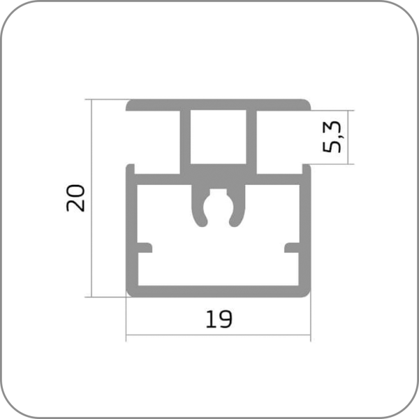 Алюминиевый профиль рамочный средний F1-18 (Серебро арт. F1-18 код 28-0056)